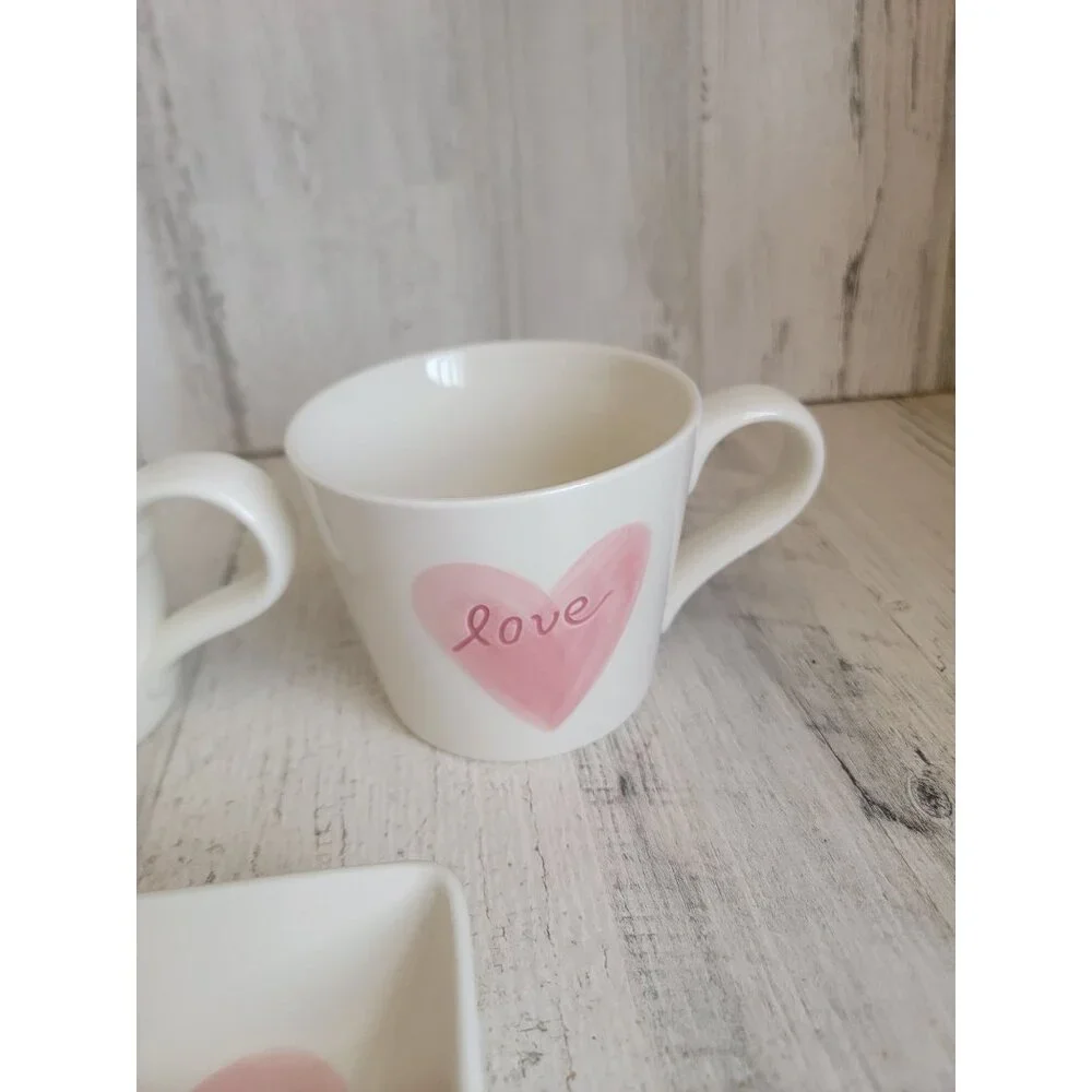 Pottery‎ Barn AS IS love heart tray Valentine mug set decor